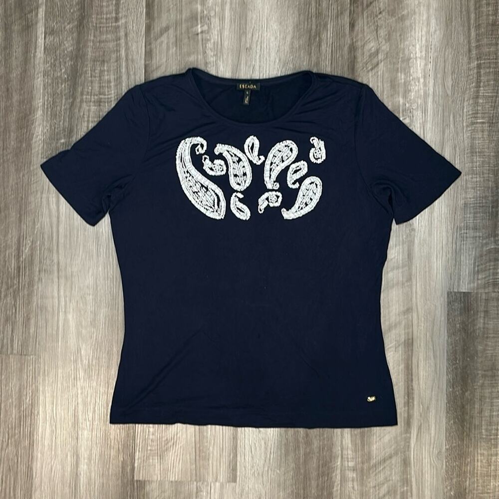 Escada Embellished Rayon Tee - Large